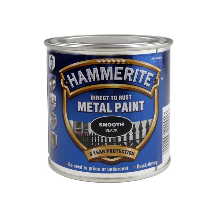 Hammerite Metal Paint Smooth Finish Black 250ml